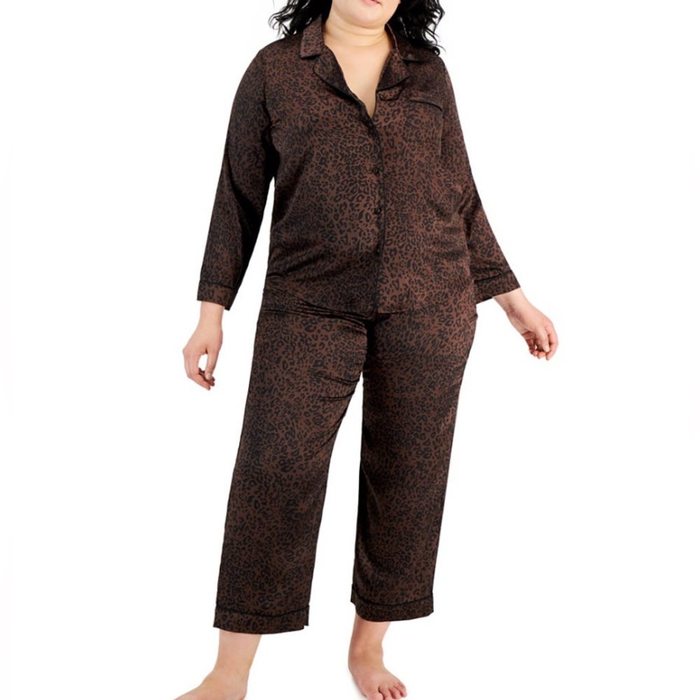 Wildly in Love Plus Size Notch Collar Pajama Set